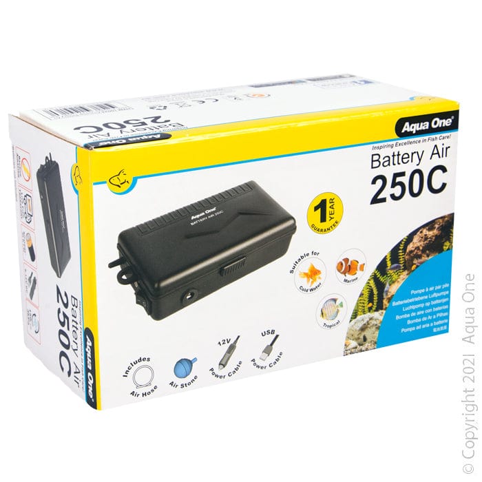 Aqua One Battery Air 250c – Portable Air Pump for Live Fish Transport & Emergency Aeration